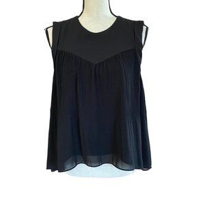 Zara Trf Collection Womens Small Black Sleeveless Pleated Blouse Top Flowy